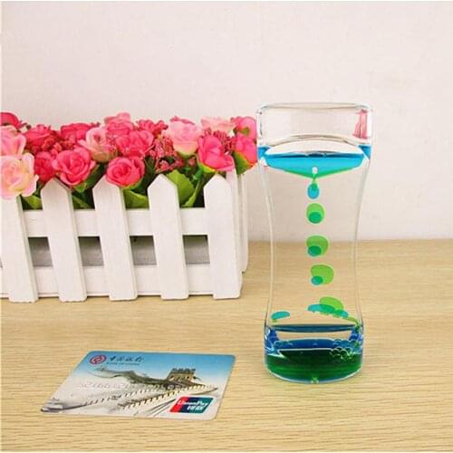 1Pc Color Random Floating Illusion Timer Liquid Motion Acrylic Timer Visual Oil Ornament Glass Clock Slim Desk V1I4