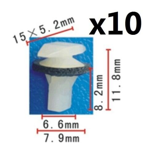 10pcs Nylon Fit Acura For Honda Front Rear Doors Weatherstrip Retainer Clip 10x6mm oe 91530-ST5-003