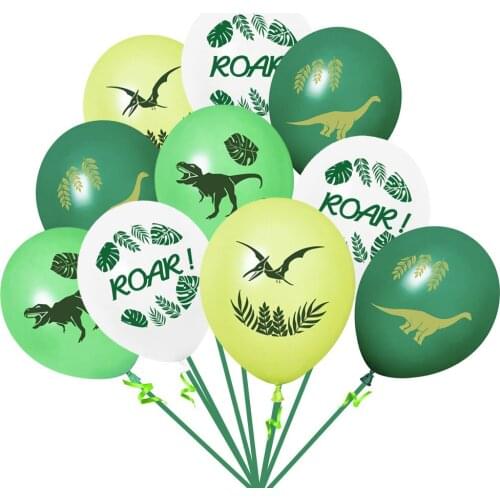 100pcs 12 Inch Jungle Dinosaur Pterosaur Tyrannosaurus Brachiosaurus Roar Latex Balloons W/tap for Baby Shower Birthday Party
