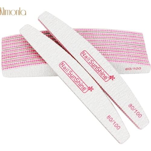25Pcs/lot Nail Art Buffing Block Half Moon Nail File 80/100 Grit Trimming Nails Tools Polishing Grinding Manicure Care Files