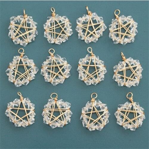 40pcs/lot beads handmade winding copper rounds starts shape floating locket charms diy jewelry earring/necklace accessory