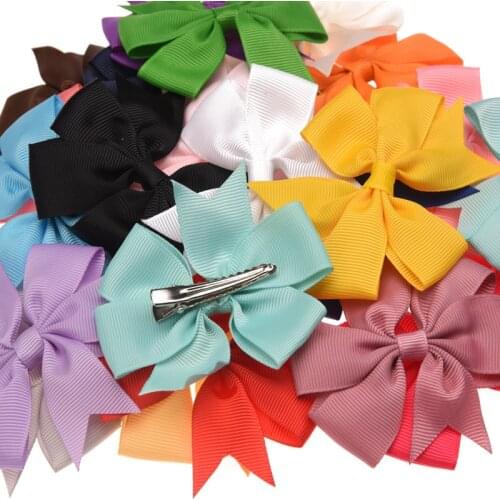 48pcs Solid Swallow tail Bow Grossgrain Ribbon Band Bowknot Fashion Accessory Hair Bows Clip Barrette Hairpin Headwear