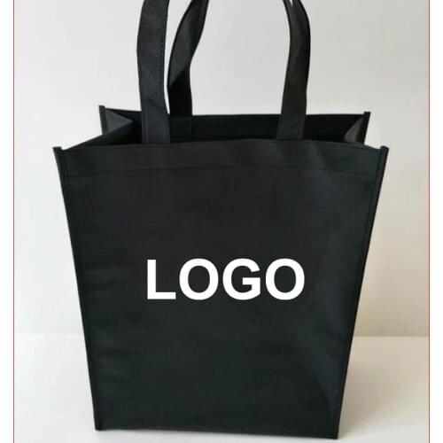 500pcs/lo)t size 32x38x10cm Custom shopping bag with brand company logo printed as advertisement gift promotional bag