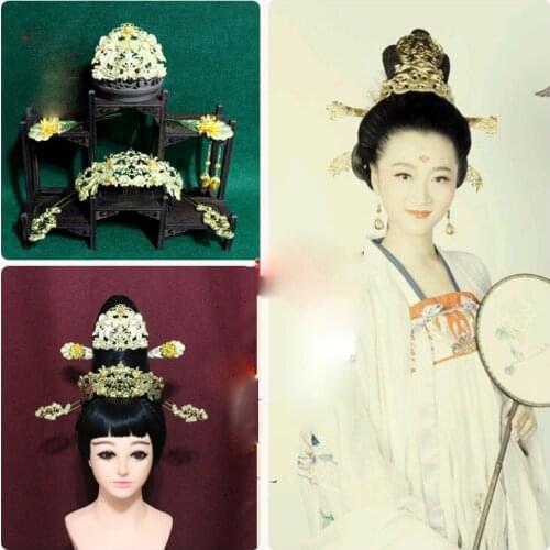 A315 Ancient Chinese Tang Dynasty Maid Servant Hair Tiara Hair Jewelry Set Photography Hanfu Hair Accessory