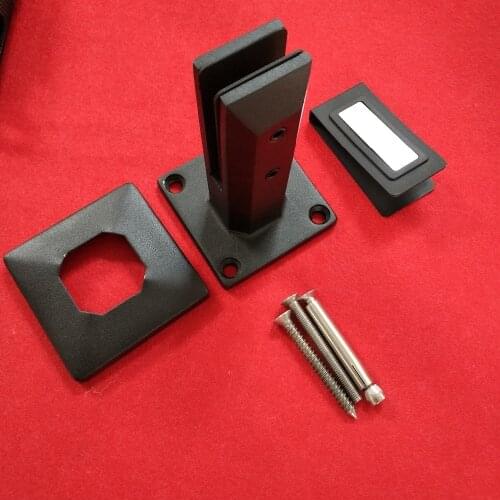 Frameless Swimming Pool Fence Railing Balustrade Deck Mount Matt Black Glass Spigot