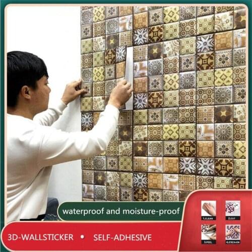 Bohemian Retro Kitchen Thick Background Wallpaper Fashion Self Adhesive Waterproof Contact Paper Bathroom Charm 3D Wall Stickers