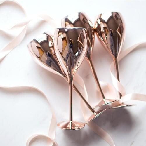 Rose Golden Crystal Goblets Wine Glass Juice Drink Champagne Goblet Party Barware Dinner Water Home Decor Chic Luxury 420ML