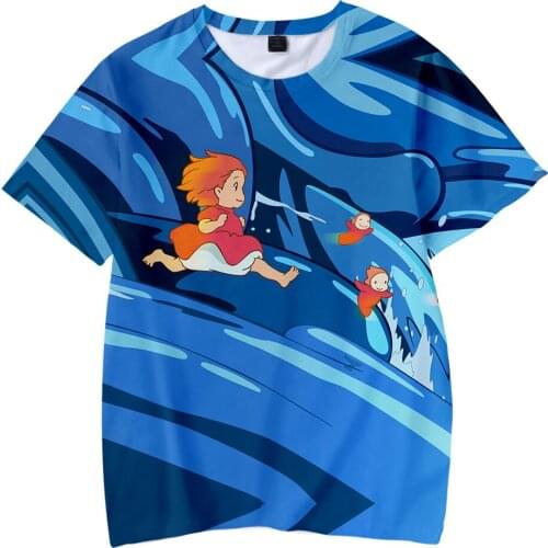So Cute Ponyo on the Cliff Kids T shirt Boys/Girls Fashion Cute Children T-shirt Print Ponyo on the Cliff Cartoon T-shirts Tees