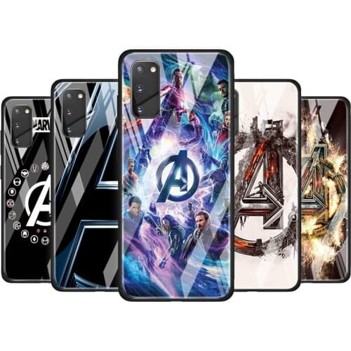 Marvel Avengers Logo Tempered Glass Cover For Samsung Galaxy S20 S10 S9 S8 S10E FE Ultra Plus Lite Phone Case