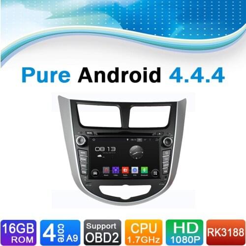 Pure Android 4.4.4 Car DVD GPS Navigation for Hyundai Verna Accent Solaris (2011-2012)