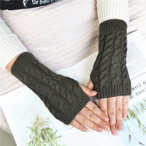 Ladies Winter Knitted Stretch Fingerless Keep Warm Riding Gloves with Mobile Phone Touch Screen Fingerless Accessories Gloves