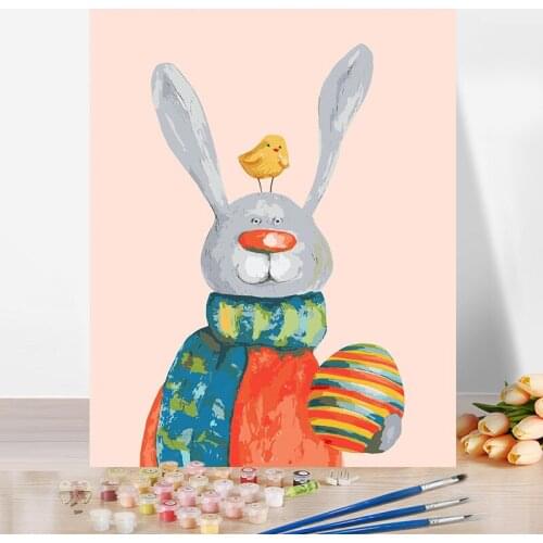 DIY Children Paint By Number Package Cartoon Animal Safety Environmental protection pigment Digital fill painting Children gifts