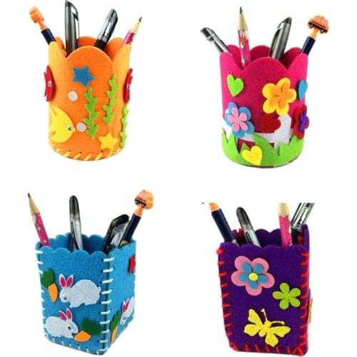 Children DIY Pen Holder Cute Handmade Craft Polyester Cloth Baby Toys Pencil Stationery Holder Office Desk Organizer Accessories
