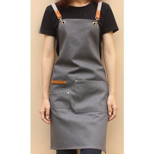 Denim Apron Cotton Straps Cafe Barista Bartender Waitstaff Pastry Chef Uniform Barber Hairdresser Florist Painter Work Wear B42