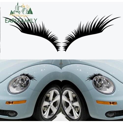 EARLFAMILY 13cm x 9.5cm Auto Thick Eyelashes Graphics Car Sticker and Decals Waterproof Fake Lash Car Assessoires for Beetles