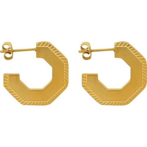 Elegant And Fashionable Geometric Pentagonal Stud Earrings Titanium Steel Women Fashion Earring Brand Jewelry Prevent Allergy