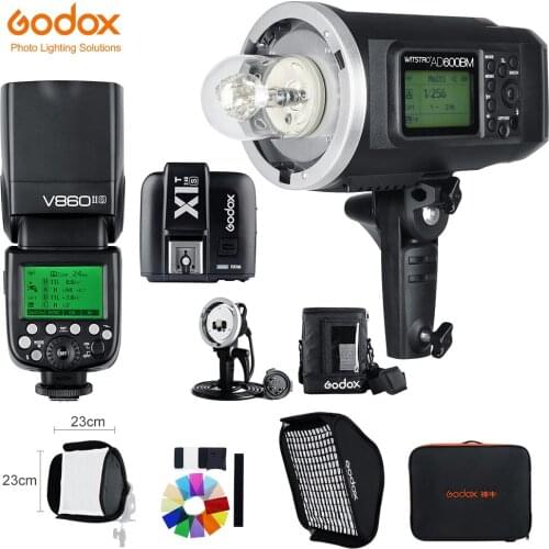Godox AD600BM 1/8000 HSS Flash GN87 + V860II-S TTL HSS 1/8000 Li-ion Battery Speedlite +X1T-S Trigger,Softbox Flash Kit for Sony