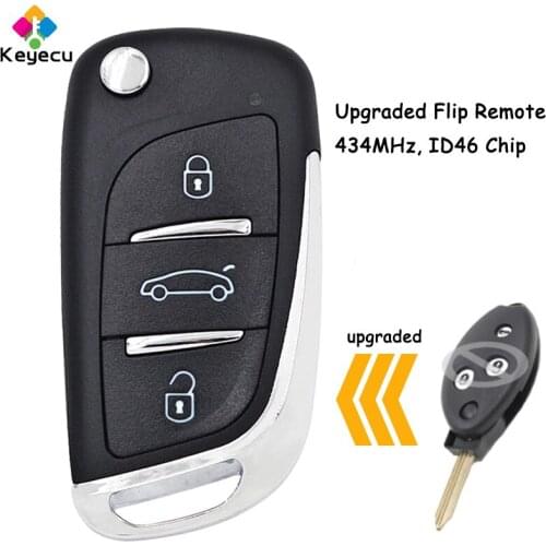 KEYECU Upgraded Flip Remote Control Car Key With 3 Buttons & 434MHz & ID46 Chip & SX9 Uncut Blade - FOB for Peugeot Senna 2009