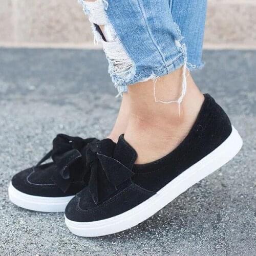Casual Sneakers Women Comfortable Flock Spring Autumn Women Shoes Bowknot Female Loafers Slip On Woman Flats Shoes
