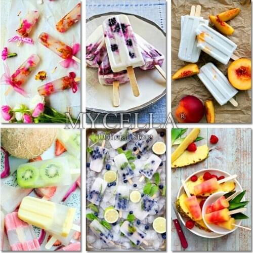 Summer Desserts Full Square Diamond DIY Diamond Embroidery Ice Cream Diamond Painting Cross Stitch Rhinestone Mosaic Decoration