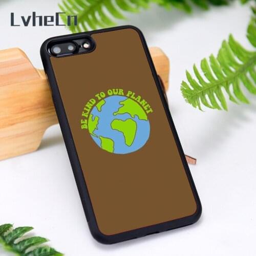 LvheCn Silicone Rubber Phone Case Cover for iPhone 6 6S 7 8 Plus X XS XR 11 12 Mini Pro Max Be Kind To Our Planet