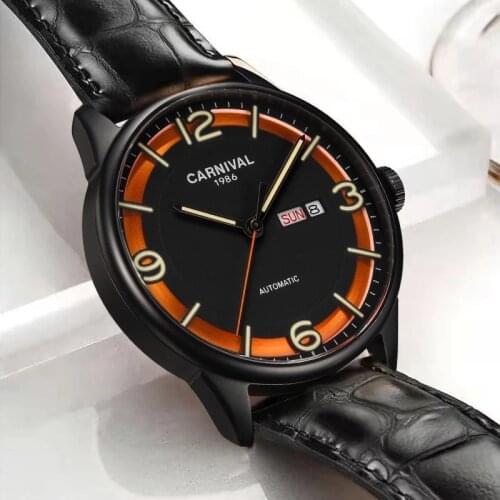 CARNIVAL Brand Automatic Fashion Watch Man Luxury Waterproof Luminous Calendar Business Mechanical Wristwatch Relogio Masculino