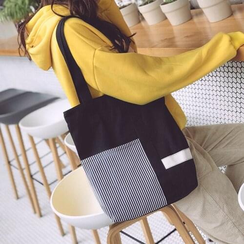 Fashion women stripe canvas shoulder bags 2019 new arrival soft casual zipper female students girls school handbags