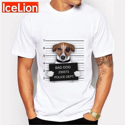 IceLion 2021 Police Dept Bad Dog 3D T Shirt Men Short Sleeve Funny Animal Print T-shirt Summer Fashion Casual White Mens Tshirt