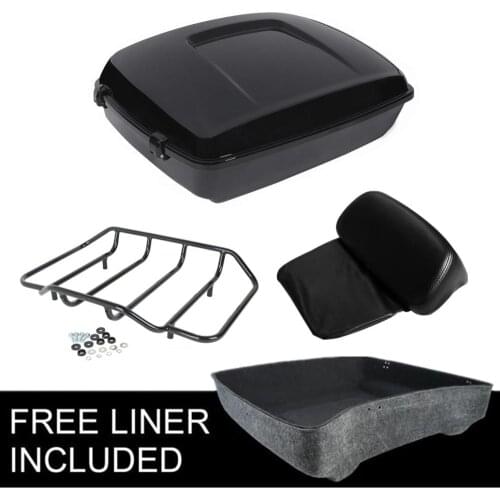 Motorcycle Chopped Pack Trunk + Rack Razor Backrest For Harley Tour Pak Touring Road King Road Glide Electra Glide 2014-2019