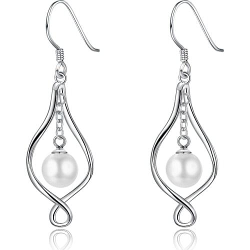 Natural Freshwater Pearl Drop Earrings For Women Elegant 925 Sterling Silver Anti allergy Earrings Jewelry 2019