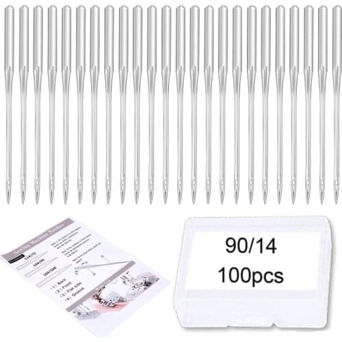 Nonvor 100pcs Universal Home Sewing Machine Needle Large Eye Sewing Needles for Sewing and Quilting Stainless Steel Accessorie
