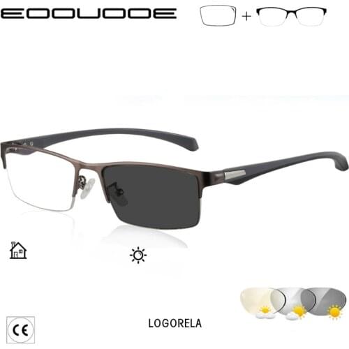 New Sun Photochromic Myopia Eyeglasses Optical Men student Finished Myopia Eyewear prescription Glasses Frame Half Rim -1.0 -4.0