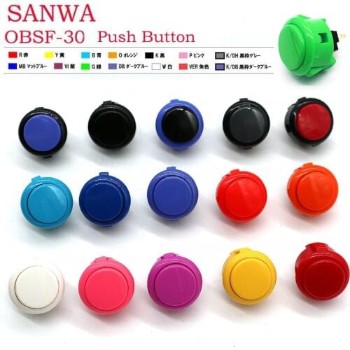 8pcs Original Sanwa OBSF-30 Push Button Round Button Switch For Arcade DIY Cabinet Parts 13 Colors Available