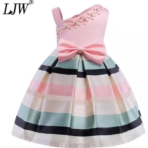 Girl dress bow stripes stripe princess dress of girls Baby girl formal dresses girl party dress 2018 Kids clothes