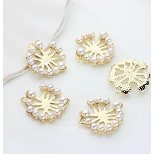 6pcs/lot Zinc Alloy Imitation Pearls Flowers Charms Pendant For DIY Jewelry Making Finding Accessories