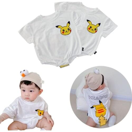 Pokemon Pikachu cotton cartoon baby one-piece cute baby crawling clothes baby home clothes pajamas maternal and child supplies