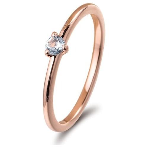 Rose Gold Color Jewelry Light Blue Solitaire Rings for Women 2021 Valentines Wedding Ring Gift For Friends Wholesale