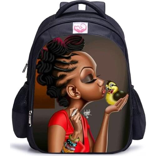 16 Inch Afro Lady Girl Backpack Africa Beauty Girls Children School Bags For Teenager Brown Girl School Backpack Women Mochila
