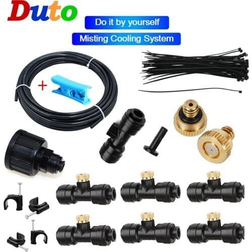 Free shipping DIY Outdoor Misting Cooling System Kit Greenhouse Garden Patio Waterring Irrigation Mister Line 7M-20M System