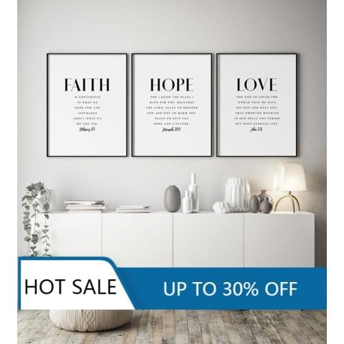 Modern Faith Hope Love Christian Decor Wall Art Canvas Painting Posters Wall Decor Pictures Prints For Home Living Room Decor