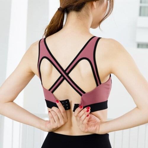 Back Cross Push Up Sports Bra Workout High Support Sport Top Crop Fitness Active Wear Women Yoga Underwear Gym Brassiere