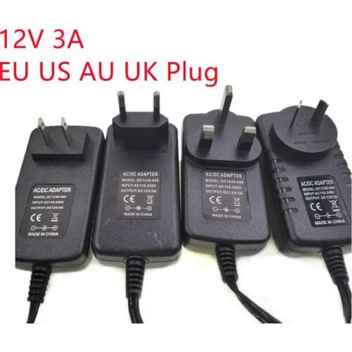 LED Driver Power Supply DC12V 3A Plug Led Power Adapter 3A Power Plug AU EU UK US For Led Strip Light