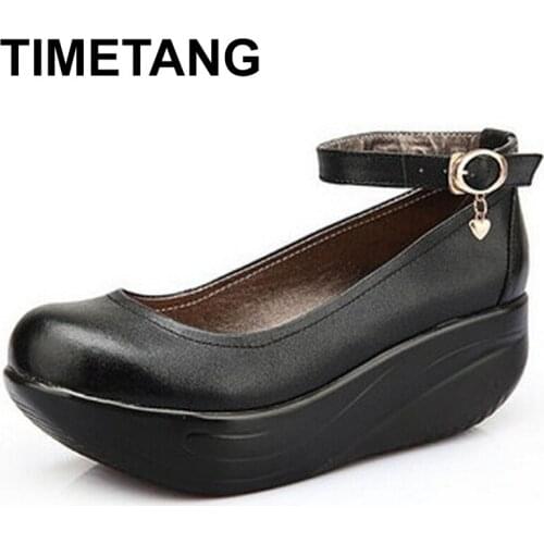 TIMETANG New 2021 women sandals high heeled genuine leather summer shoes platform wedges shoes woman size 34-43