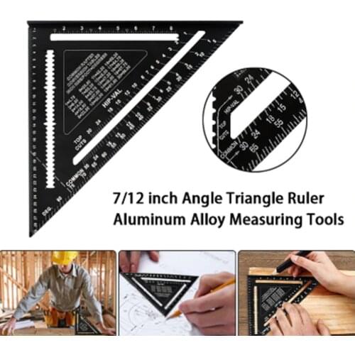 7/12inch Aluminum Alloy Triangle Angle Ruler Squares for Woodworking Speed Square Angle Protractor Rulers Measuring Tools