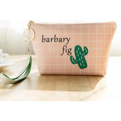 M499 High Quality And Inexpensive Women Cosmetic Bag Cartoon Green Cactus Various Patterns Girl Storage Bag