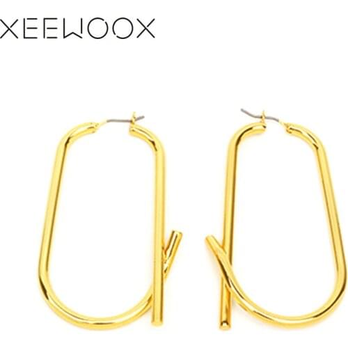 XEEWOOX 2019 New Punk Metal Simple Earrings For Women Fashion Geometric Designer Gold Earrings Hyperbole Creative Drop Earrings