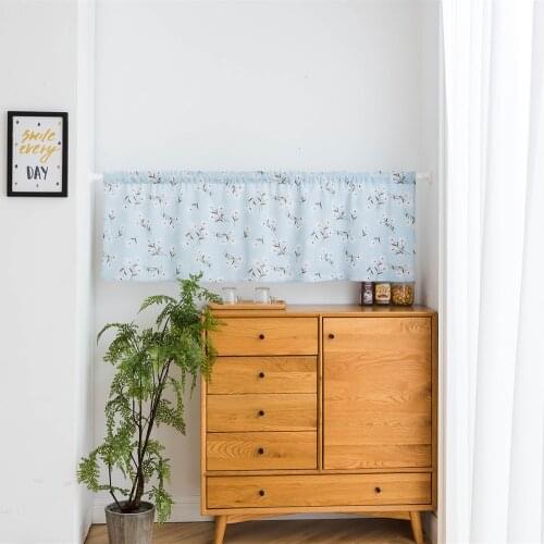 Valance Blue Flower Print Blackout Window Curtain Valances Short Semi-Sheer Curtains Rod Pocket Window Drapes 18"X59"