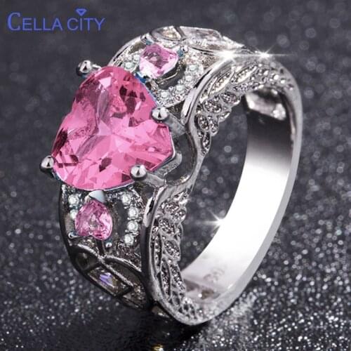 Cellacity Luxury 925 Silver Ring For Women With Heart Ruby Sapphire Shape Gemstone Silver 925 Women Fine Jewelry Wholesale Gift