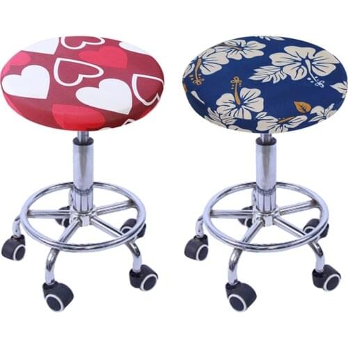 1pc Round Chair Cover Bar Chair Cover Elastic Printing Chair Cover Family Office Decoration Round Flower Printing Chair