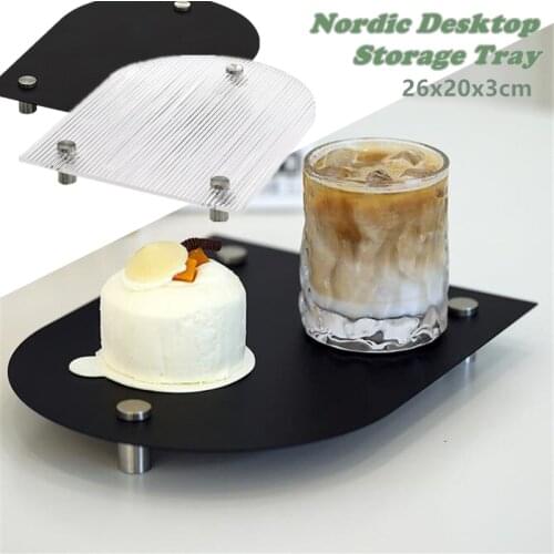 1Pc Nordic Acrylic U-shaped Coffee Tray Kitchen Tea Coaster Desktop Iron Fruit Jewelry Display Plate Home Decor